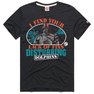  Miami Dolphins Homage Unisex Star Wars x NFL Tri-Blend T-Shirt - Charcoal