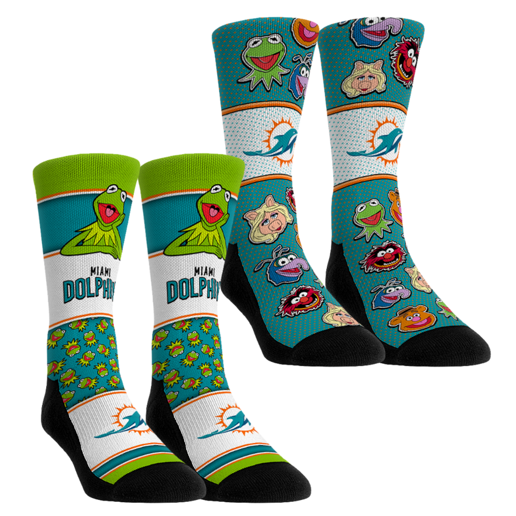 Miami Dolphins Rock Em Socks Unisex Muppets 2-Pack Crew Socks Set