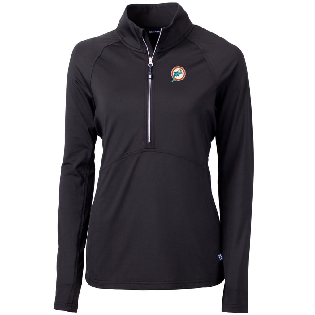 Miami Dolphins Cutter & Buck Women's Throwback Logo Adapt Eco Knit Stretch Recycled Half-Zip Pullover Top - Black