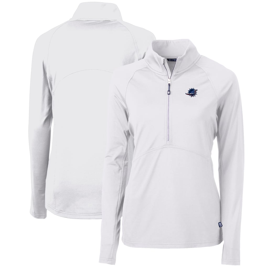 Miami Dolphins Cutter & Buck Women's Adapt Eco Knit Stretch Recycled Half-Zip Pullover Top - White