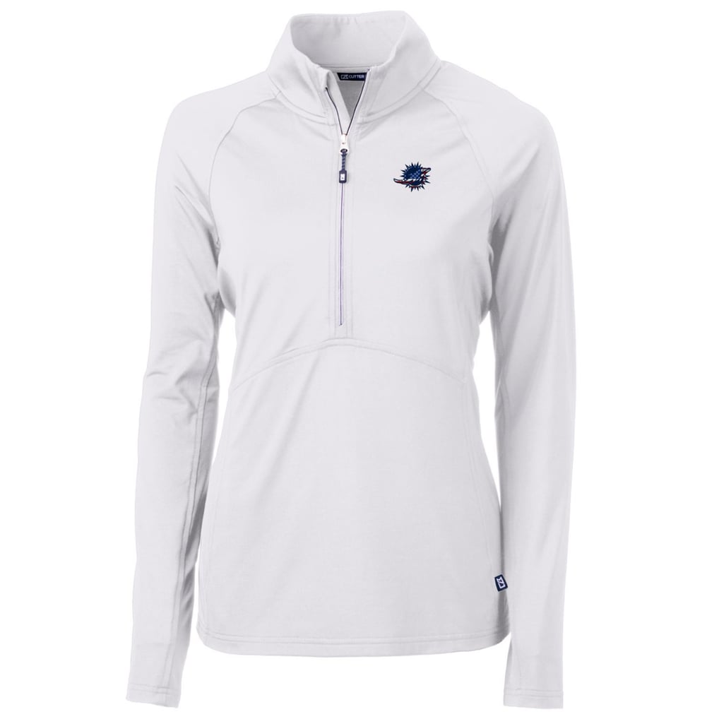 Miami Dolphins Cutter & Buck Women's Adapt Eco Knit Stretch Recycled Half-Zip Pullover Top - White