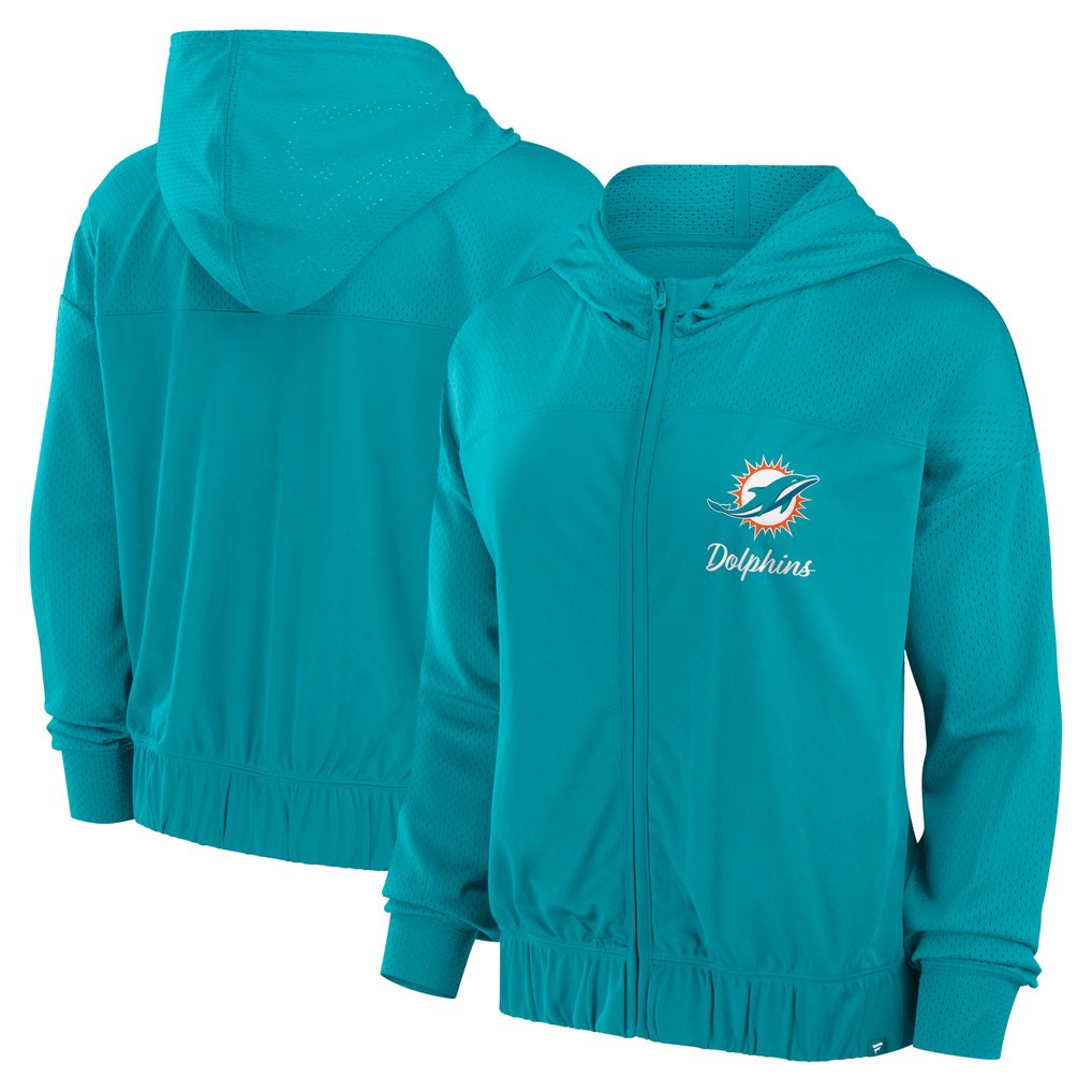 Miami Dolphins Fanatics Women's Script Lock Full-Zip Hoodie - Aqua