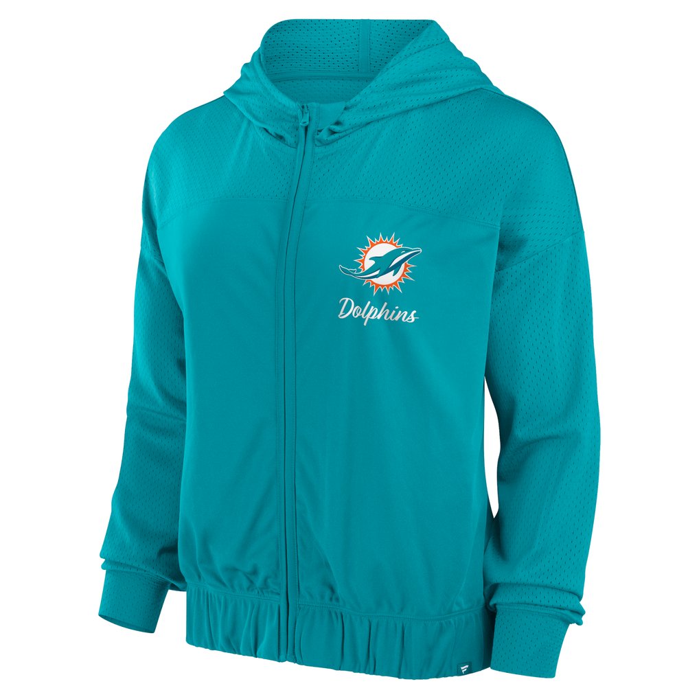 Miami Dolphins Fanatics Women's Script Lock Full-Zip Hoodie - Aqua