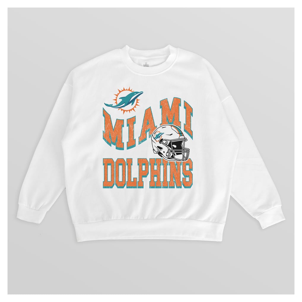  Miami Dolphins Gameday Couture Women's Oversized Hard Earned Premium Fleece Pullover Sweatshirt - White