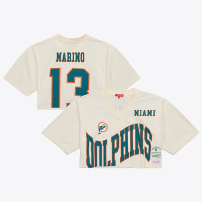 Dan Marino Miami Dolphins Mitchell & Ness Women's Retired Player Cropped Fashion Jersey - Cream