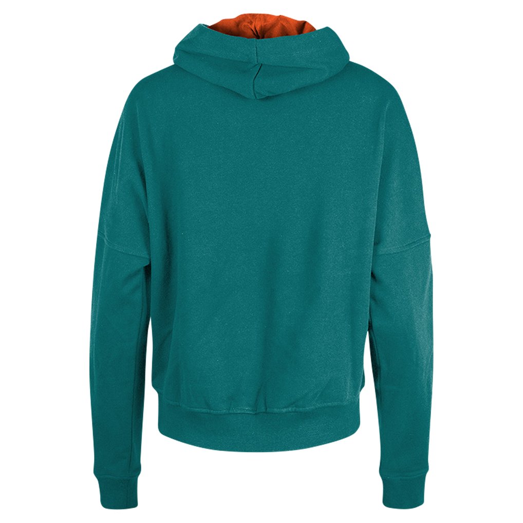 Miami Dolphins New Era Women's Throwback Boxy Pullover Hoodie - Aqua