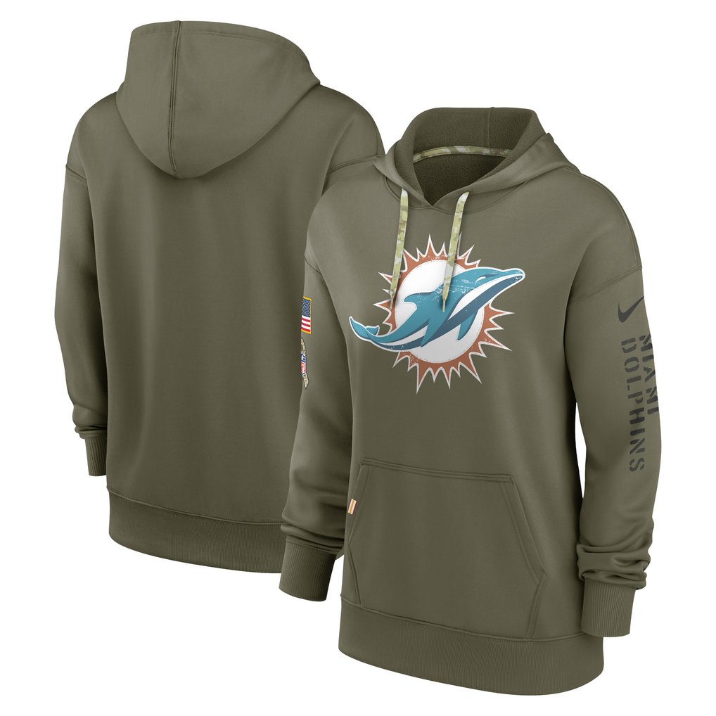 Miami Dolphins Nike Women's Salute To Service Performance Pullover Hoodie - Olive