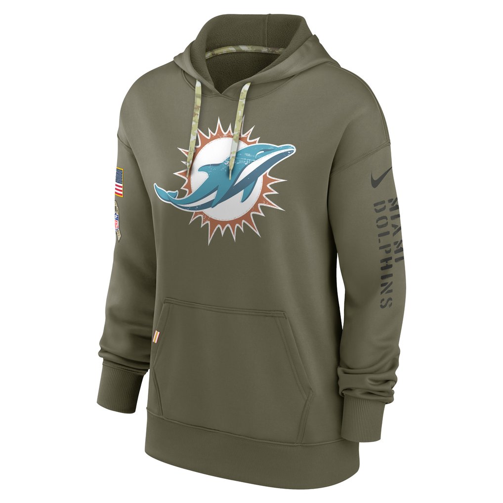Miami Dolphins Nike Women's Salute To Service Performance Pullover Hoodie - Olive