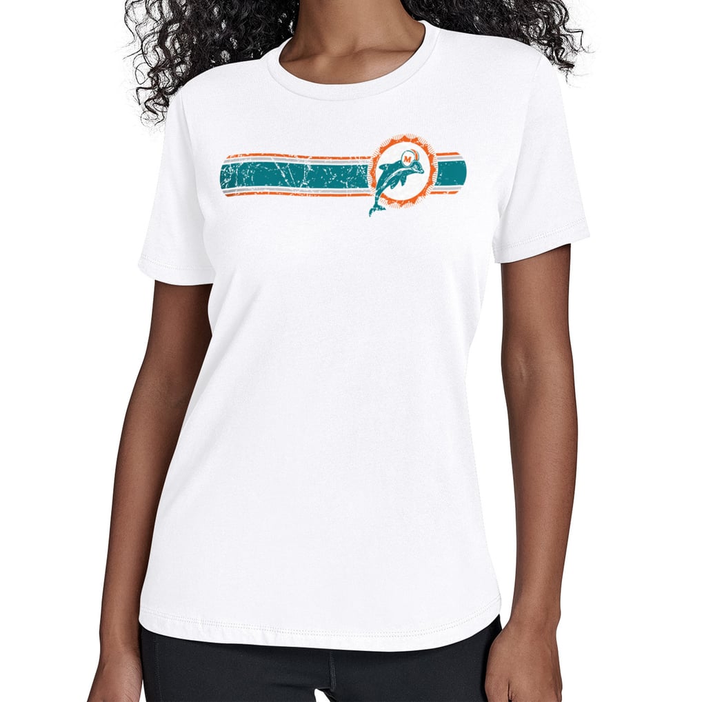 Miami Dolphins Starter Women's Throwback Team Stripe T-Shirt - White