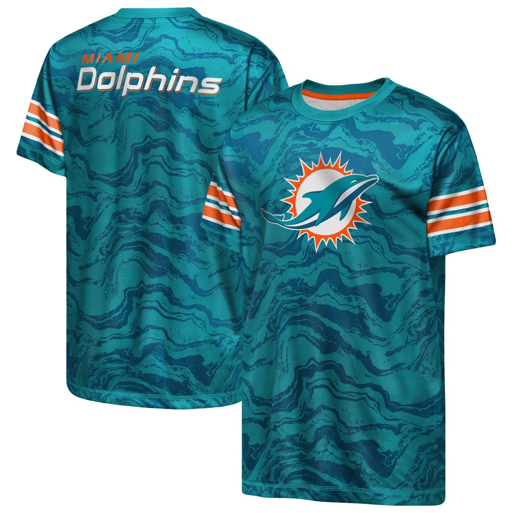  Miami Dolphins Outerstuff Youth Slant Route Performance T-Shirt - Aqua