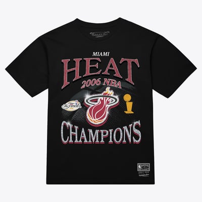 Miami Heat Mitchell & Ness Champions Era T-Shirt - Black