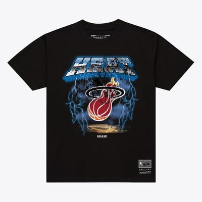  Miami Heat Mitchell & Ness Hardwood Classics Lightning T-Shirt - Black