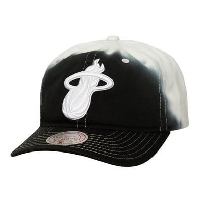  Miami Heat Mitchell & Ness Dip Dye Pro Crown Adjustable Hat - Black/White
