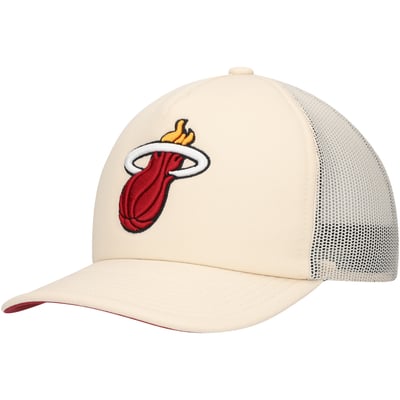 Miami Heat Mitchell & Ness Trucker Adjustable Hat - Cream