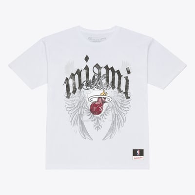 Miami Heat Mitchell & Ness Old English Classic T-Shirt - White