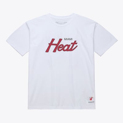 Miami Heat Mitchell & Ness Vintage Wordmark T-Shirt - White