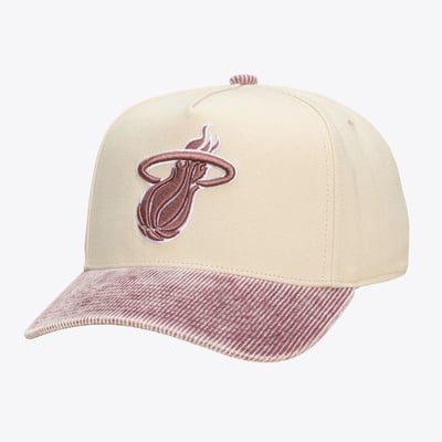 Miami Heat Mitchell & Ness Unisex Faded Pro Snapback Hat - Cream/Red