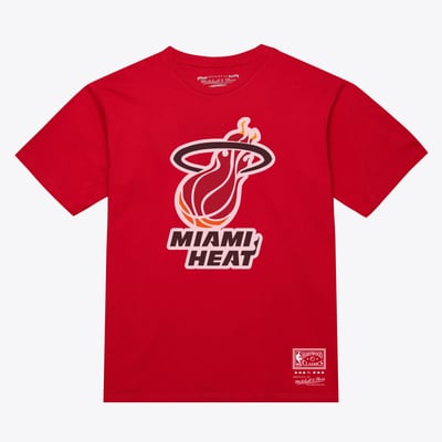  Miami Heat Mitchell & Ness Unisex Hardwood Classics Arch T-Shirt - Red