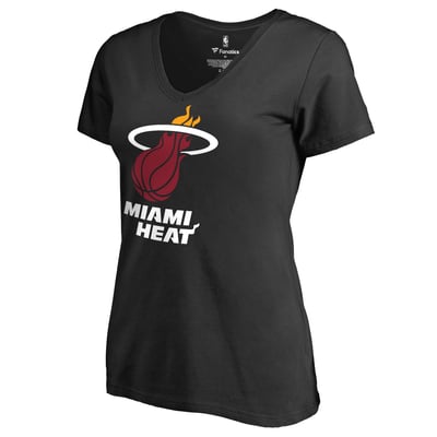 Miami Heat Women's Primary Logo V-Neck T-Shirt - Black