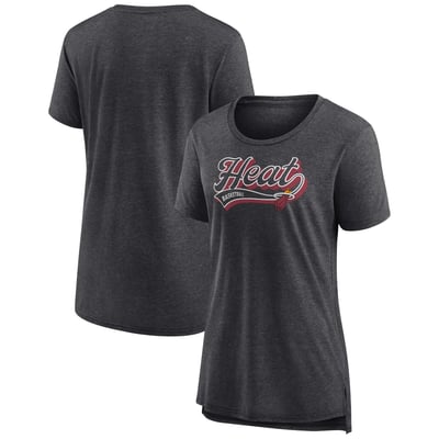 Miami Heat Fanatics Women's League Leader Tri-Blend T-Shirt - Heather Charcoal