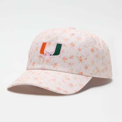 LoveShackFancy Miami Hurricanes Women's Floral Adjustable Hat - White