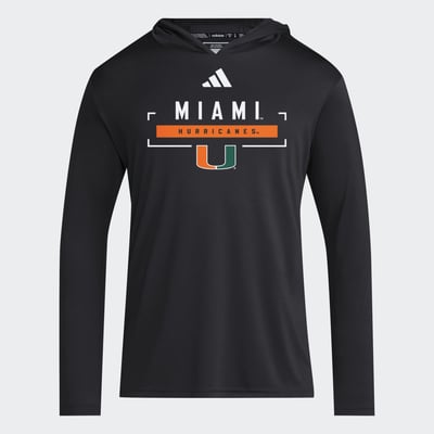Miami Hurricanes adidas D4T Long Sleeve Hooded T-Shirt - Black