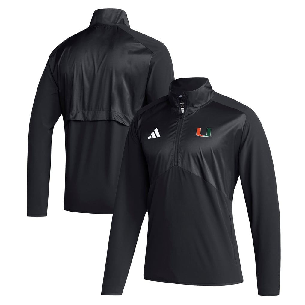  Miami Hurricanes adidas Woven Quarter-Zip Pullover Top - Black