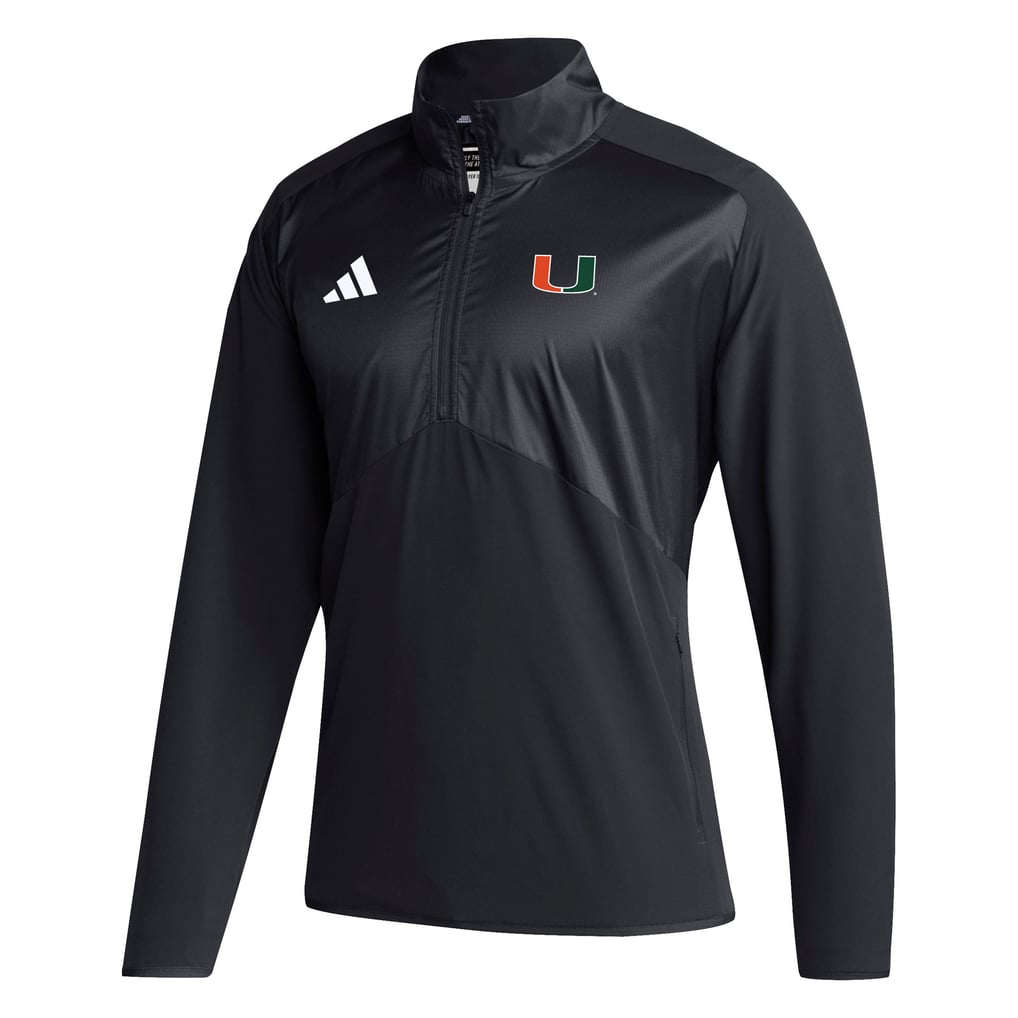  Miami Hurricanes adidas Woven Quarter-Zip Pullover Top - Black