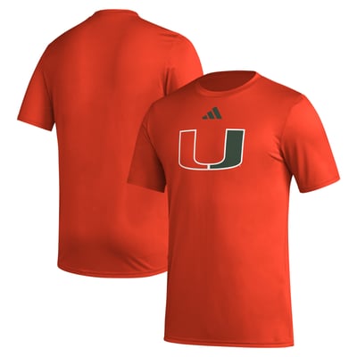 Miami Hurricanes adidas Primary Locker Logo Pre-Game AEROREADY T-Shirt - Orange