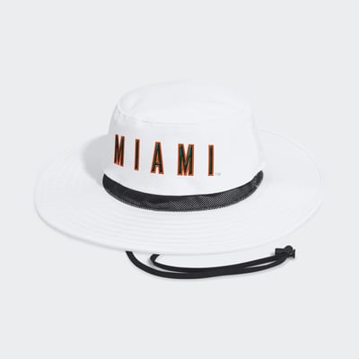 Miami Hurricanes adidas 2026 Sideline Wide Brim Boonie Bucket Hat - White