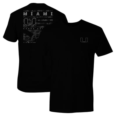 Miami Hurricanes Camo Flag Panel T-Shirt - Black
