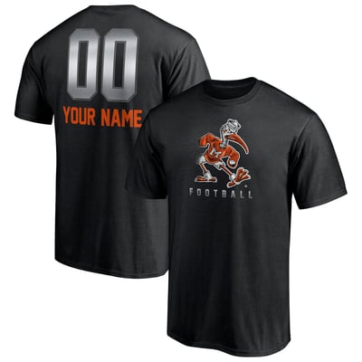 Miami Hurricanes Personalized Any Name & Number Midnight Mascot T-Shirt - Black