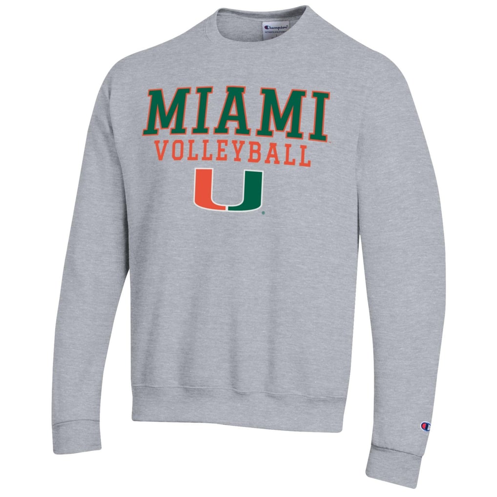 Miami Hurricanes Champion Volleyball Stack Pullover Crewneck Sweatshirt - Gray
