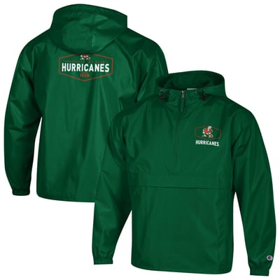 Miami Hurricanes Champion Delay Packable Half-Zip Jacket - Green