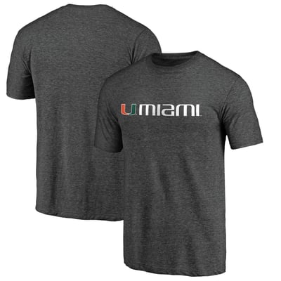 Miami Hurricanes Classic Wordmark Tri-Blend T-Shirt - Charcoal