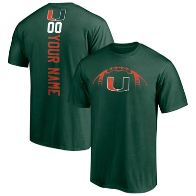Miami Hurricanes Playmaker Football Personalized Name & Number T-Shirt - Green