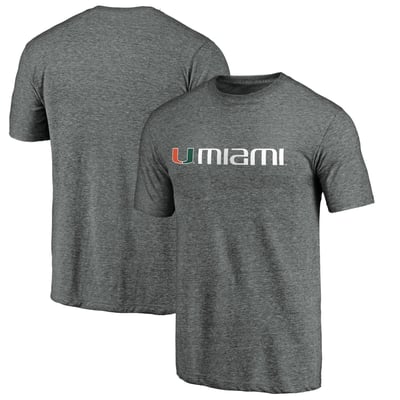 Miami Hurricanes Classic Wordmark Tri-Blend T-Shirt - Heather Gray