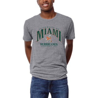 Miami Hurricanes League Collegiate Wear  Victory Falls Tri-Blend T-Shirt - Heather Gray