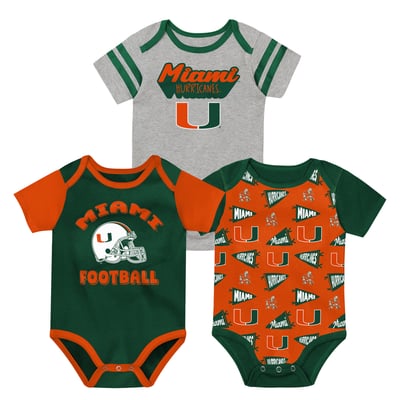  Miami Hurricanes Outerstuff Newborn Star Player Three-Piece Bodysuit Set - Green