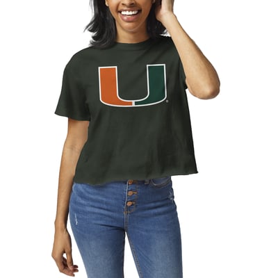 Miami Hurricanes League Collegiate Wear Women's Clothesline Crop T-Shirt - Green