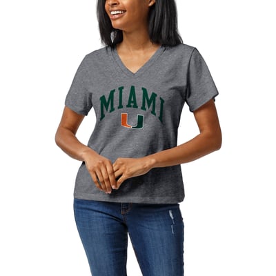 Miami Hurricanes League Collegiate Wear Women's Intramural Boyfriend V-Neck T-Shirt - Heather Gray