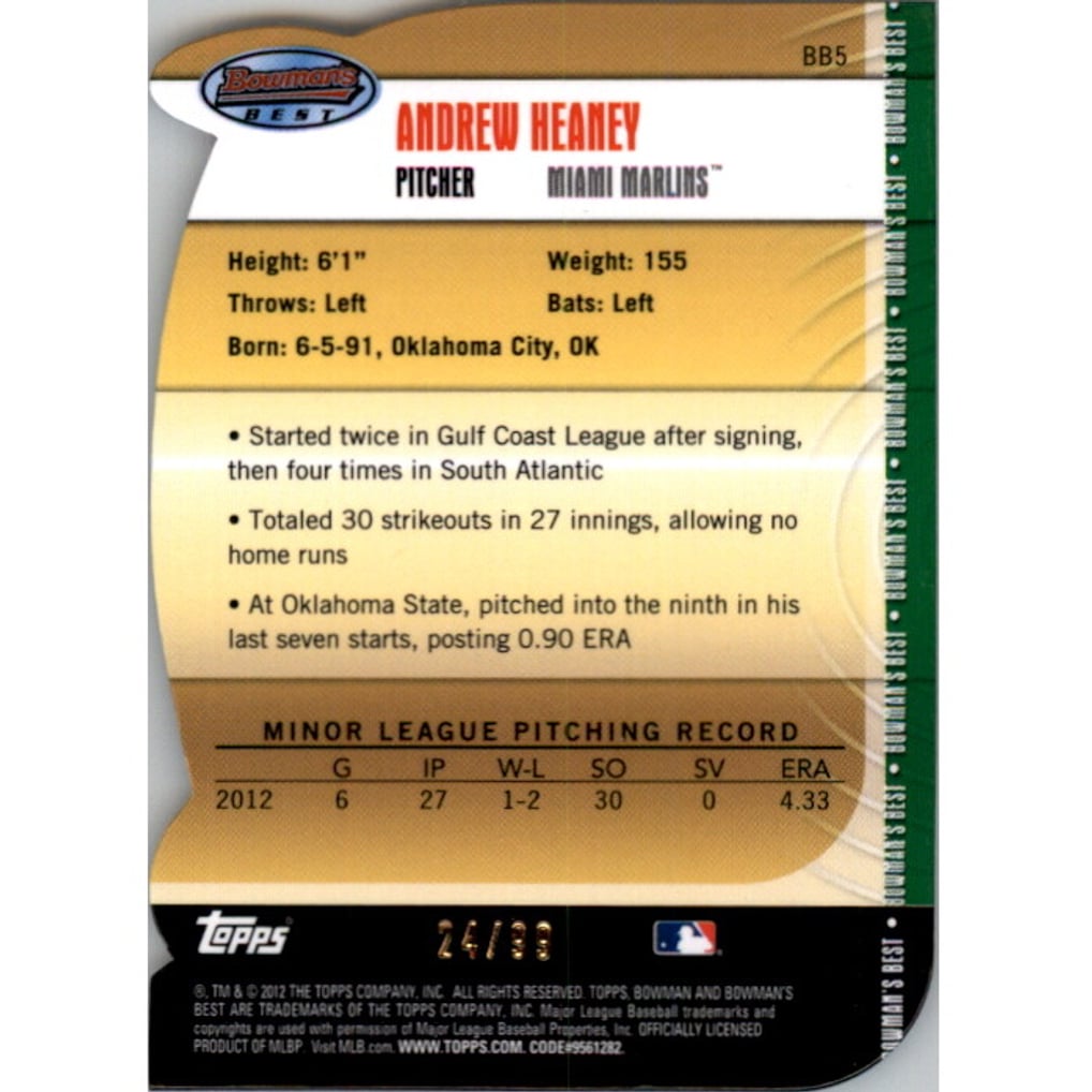 2012 Bowman Draft Bowman's Best Die Cut Refractors #BB5 Andrew Heaney
