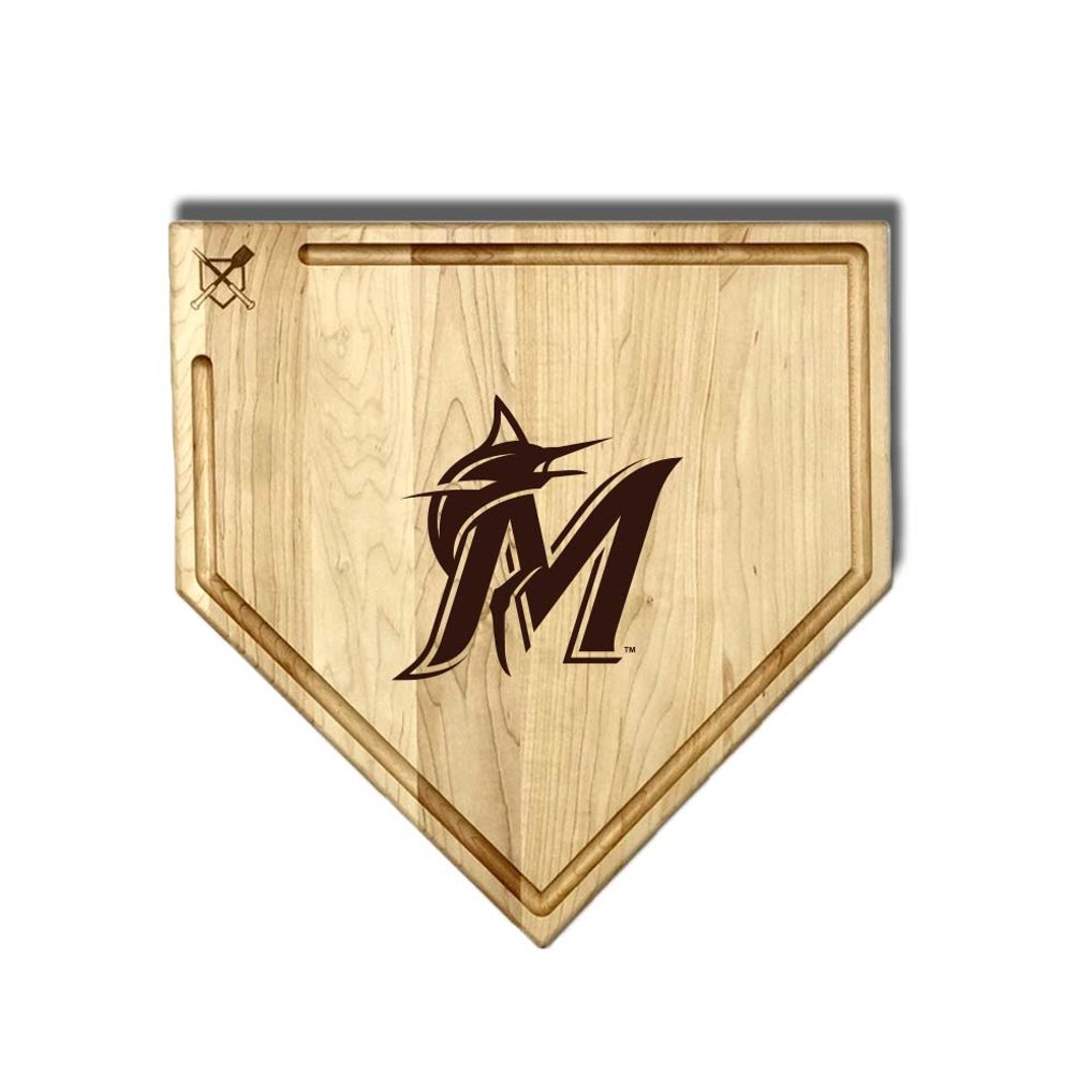 Miami Marlins Baseball BBQ 17'' x 17'' Home Plate Cutting Board with Trough