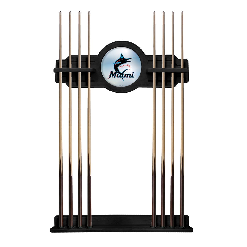 Miami Marlins Eight Stick Wood Pool Cue Rack - Black