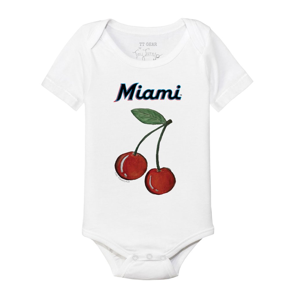 Miami Marlins Tiny Turnip Infant Cherries Bodysuit - White