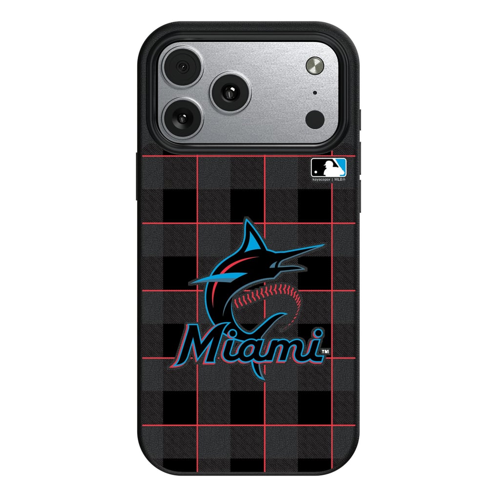 Miami Marlins Keyscaper Plaid Magnetic Bump iPhone Case
