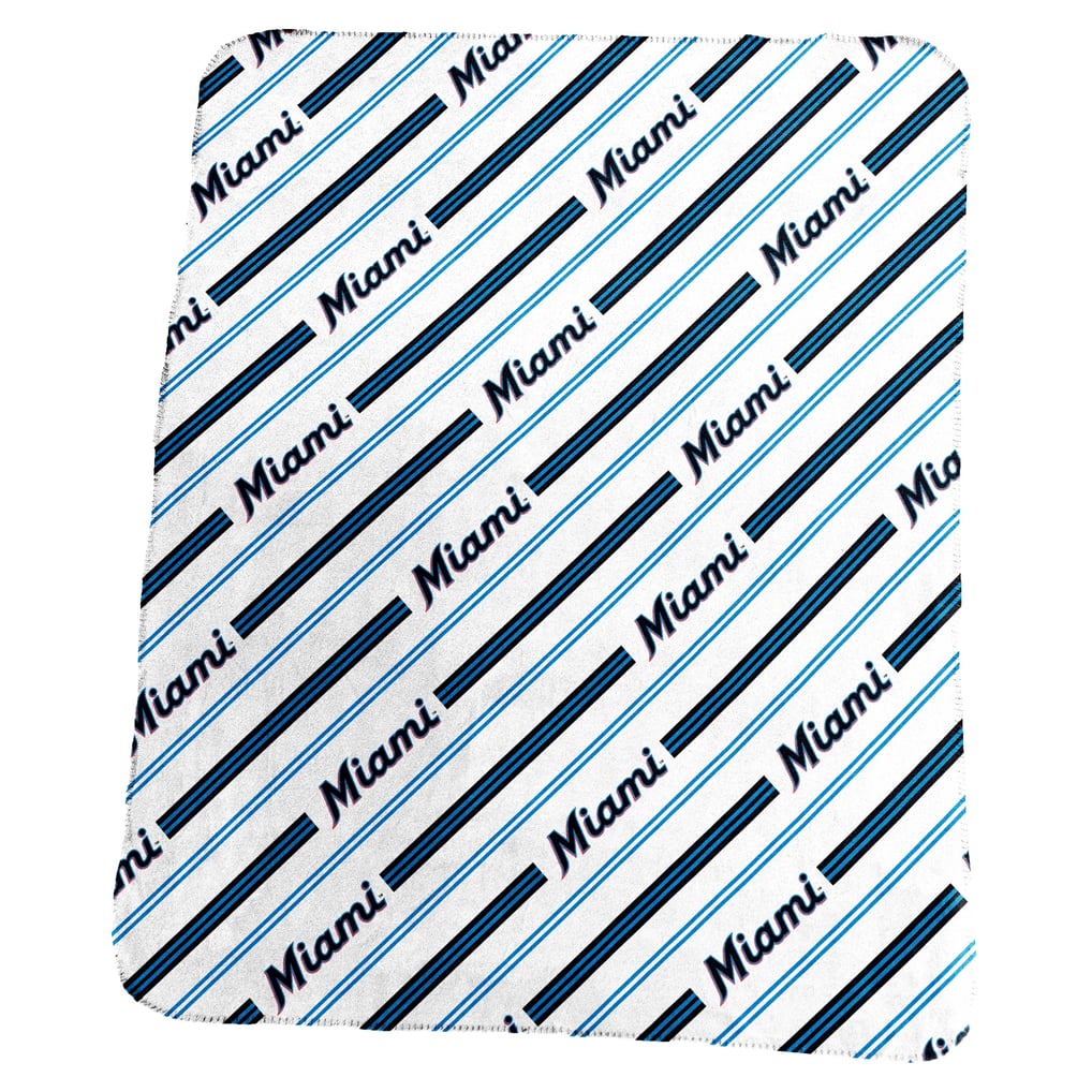 Miami Marlins Logo Brands 50" x 60" Classic Vertical Stripe Fleece Throw Blanket