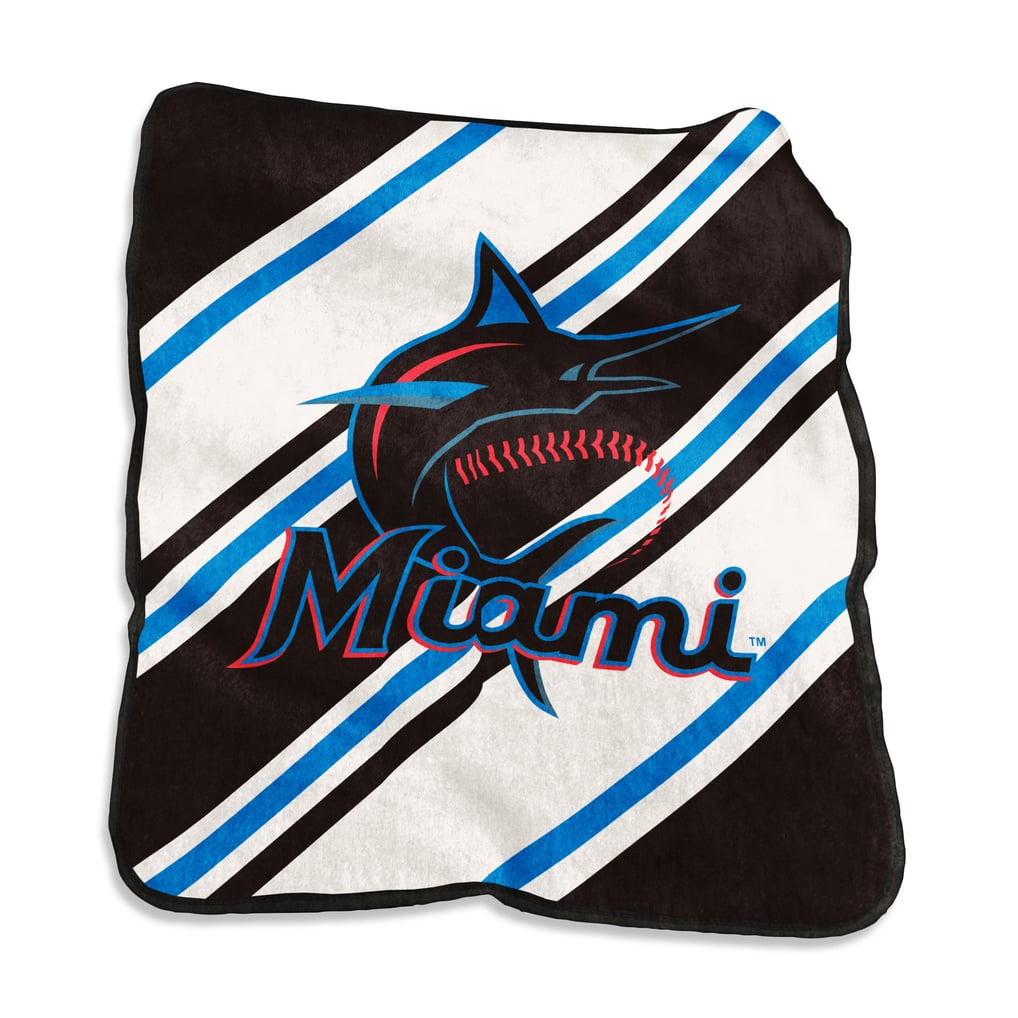 Miami Marlins Logo Brands 50" x 60" Raschel Stripe Throw Blanket