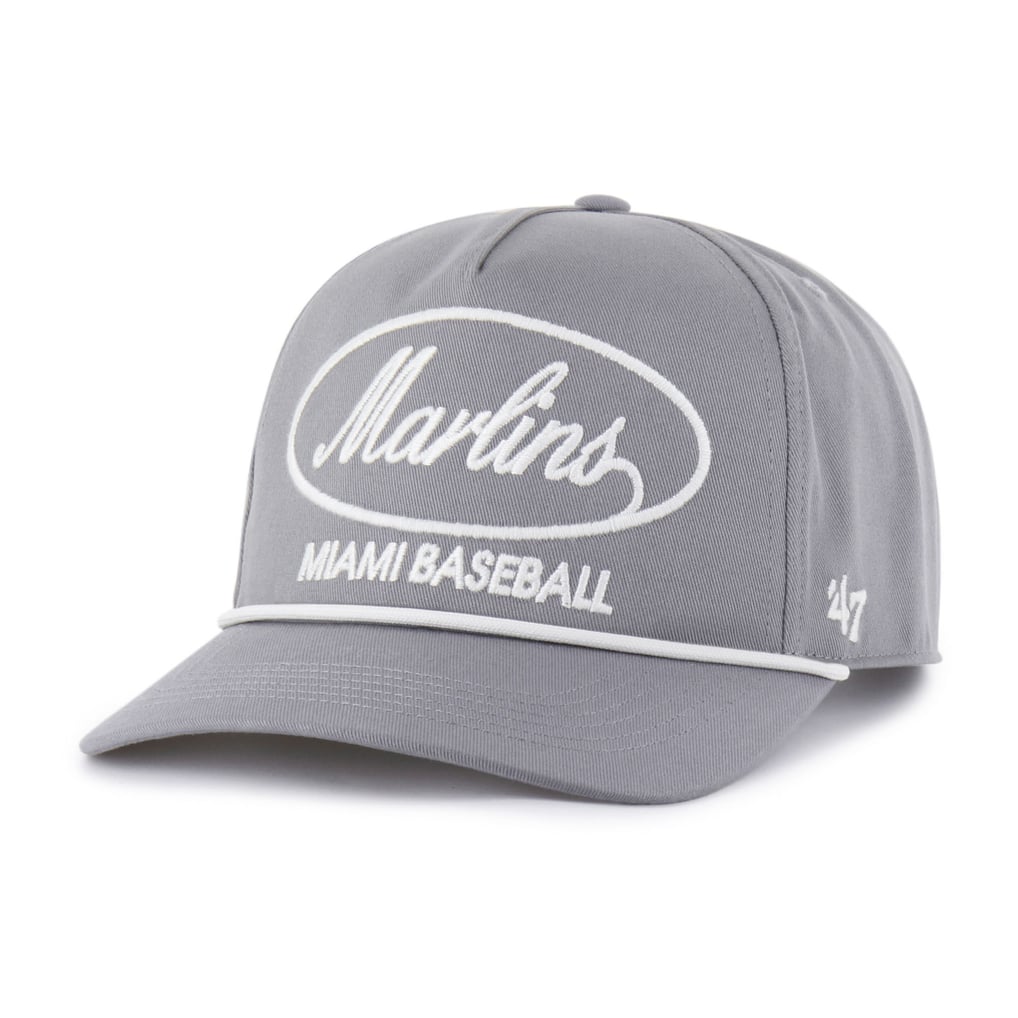 Miami Marlins '47 Foundational Hitch Adjustable Hat - Gray