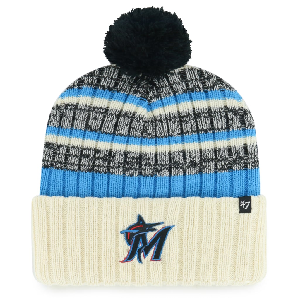 Miami Marlins '47 Tavern Cuffed Knit Hat with Pom - Natural
